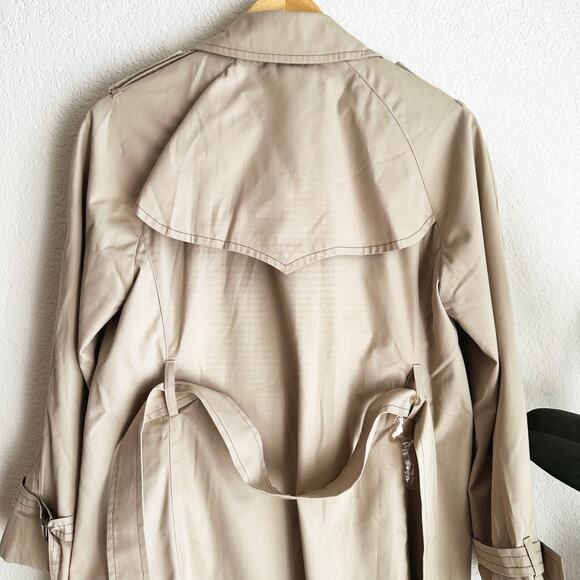 VTG Women Windsor Bay JCPenney Trench Coat 8P Classic Minimalist Tan Long Belted - Picture 6 of 11